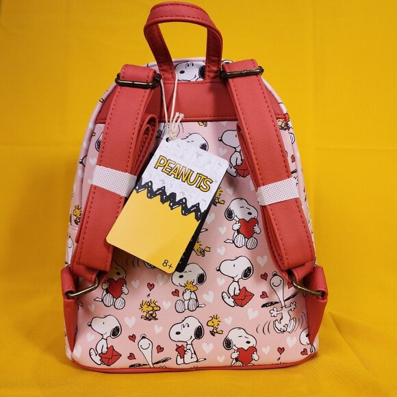 Loungefly Peanuts Snoopy & Woodstock Valentine\'s Day Heart AOP Mini Backpack NEW main image 6